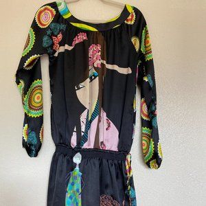 DESIGUAL Women Print Long Sleeve Dress Size 38